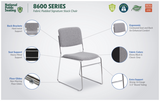 National Public Seating 8660 - NPS® 8600 Series Fabric Padded Signature Stack Chair