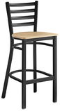 Omcan Canada 47592+69745 - (47592+69745) Bar Height Metal Ladder Back Chair with Natural Wood Seat