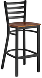 Omcan Canada 47592+69742 - (47592+69742) Bar Height Metal Ladder Back Chair with Walnut Wood Seat