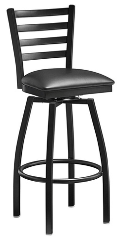 Omcan Canada 47593+76554 - (47593+76554) Bar Height Metal Ladder Swivel Chair with Black Color Vinyl Seat