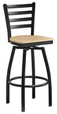 Omcan Canada 47593+69745 - (47593+69745) Bar Height Metal Ladder Swivel Chair with Natural Wood Seat