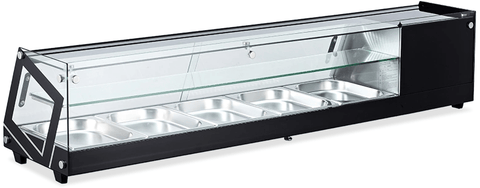 Omcan - Refrigerated Countertop Sushi Display Case with Flat Glass - 69" Wide - 3.6 Cubic Feet (44395)