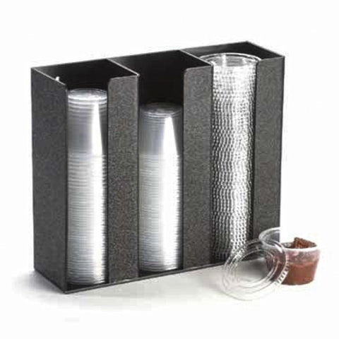 Classic Lid/Ramekin Organizer, 9"W x 3"D x 9"H, up to 3" diameter, wall or counter mount, plastic, black