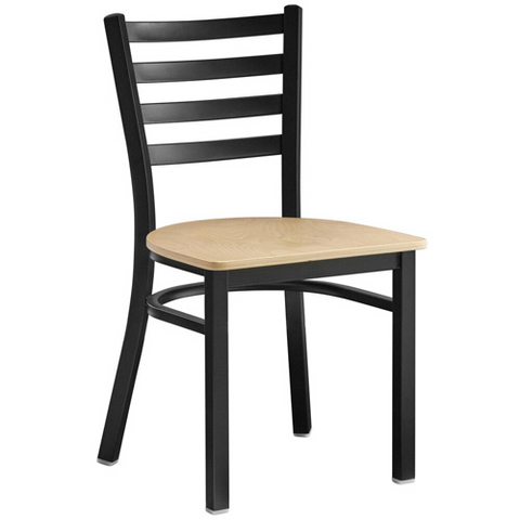 Omcan Canada 47594+69745 - (47594+69745) Metal Ladder Back Chair with Natural Wood Seat
