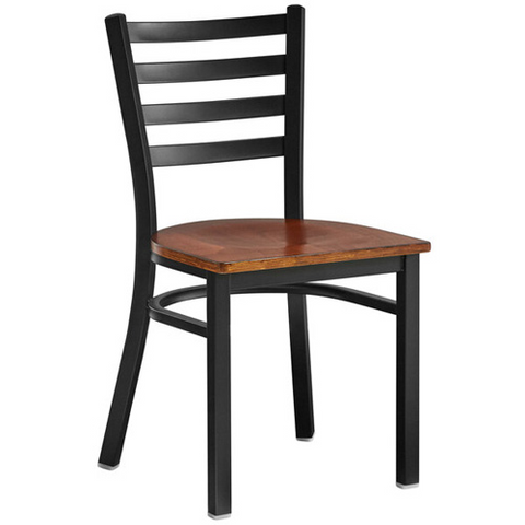 Omcan Canada 47594+69742 - (47594+69742) Metal Ladder Back Chair with Walnut Wood Seat