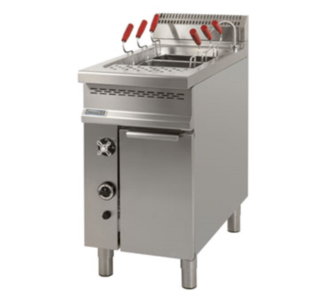 Desco USA CPG-1 PLUS - Multi-Purpose Italian Pasta Cooker; PLUS model; (1) 12-gallon tank with (2) burners; piezoelectric pilot igniter with manual backup; heavily insulated stamped tanks in 316L stainless steel with rounded corners; 304 stainless steel f